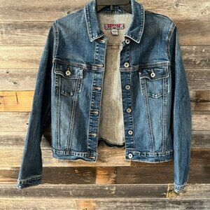 Vintage Silver Jeans Dark Wash Denim Trucker Jacket - Women's Size Large